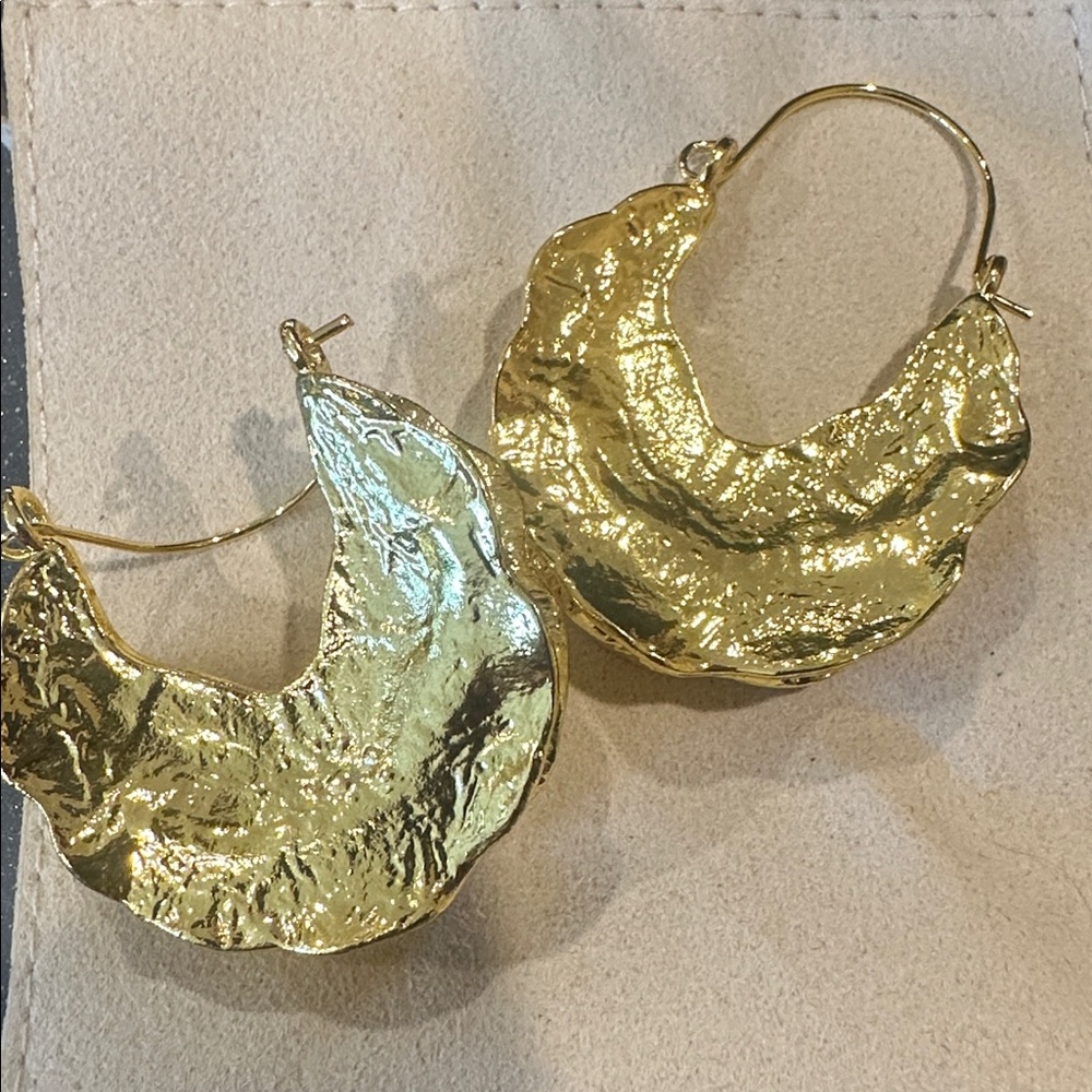 Gold Textured Hoop Earrings